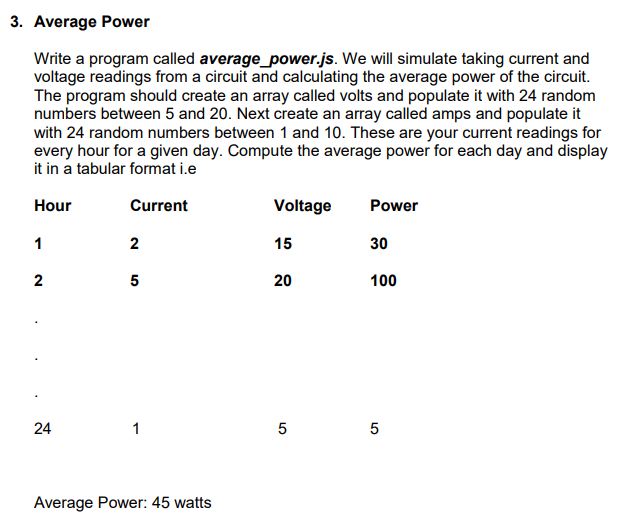 Solved 3. Average Power Write a program called | Chegg.com