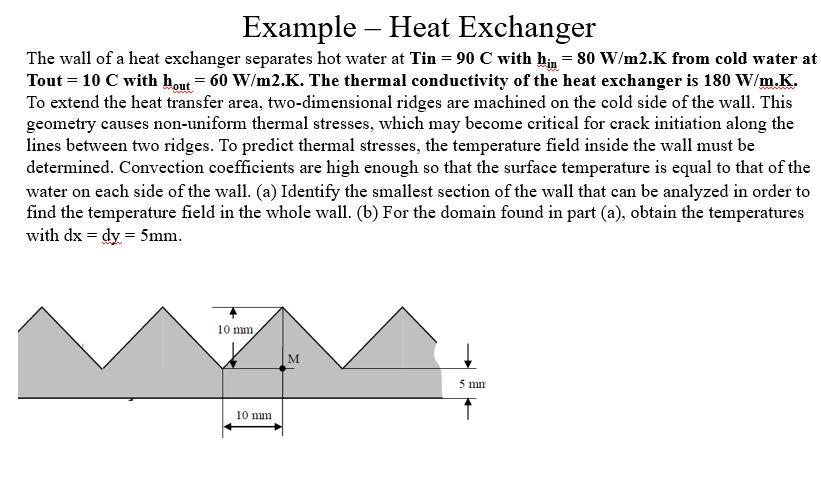Solved Example - Heat Exchanger The wall of a heat exchanger | Chegg.com