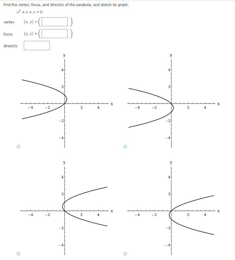 Solved Find The Vertex Focus And Directrix Of The Chegg Com