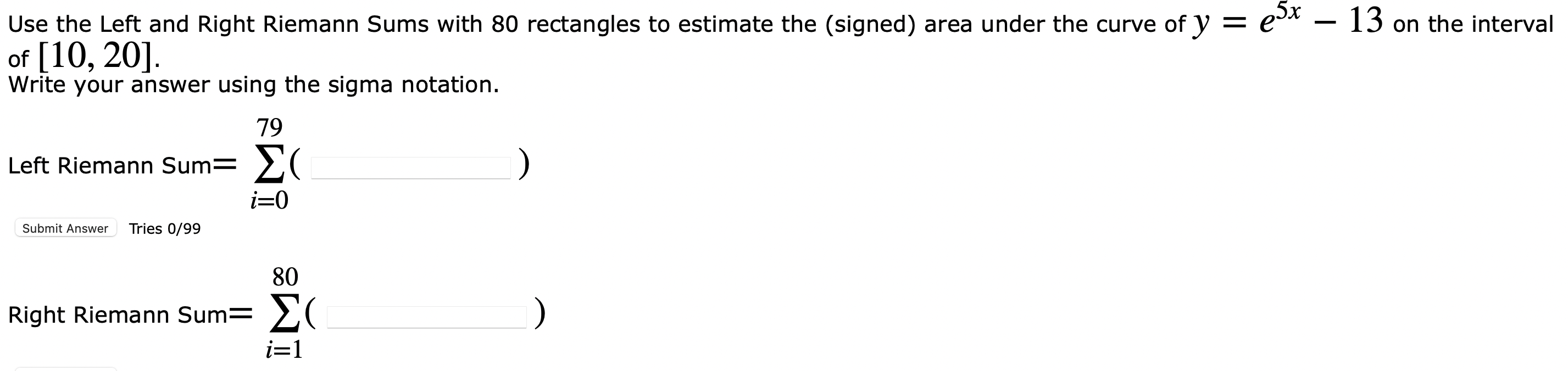Solved Use the Left and Right Riemann Sums with 80 | Chegg.com