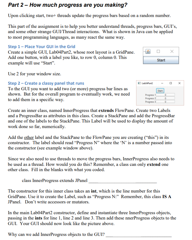 Solved Part 1a - Write a simple Thread Write a NON-GUI | Chegg.com