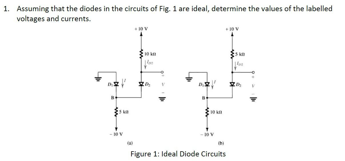Solved 1. Assuming that the diodes in the circuits of Fig. 1 | Chegg.com
