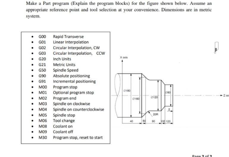 Solved Make a Part program (Explain the program blocks) for | Chegg.com