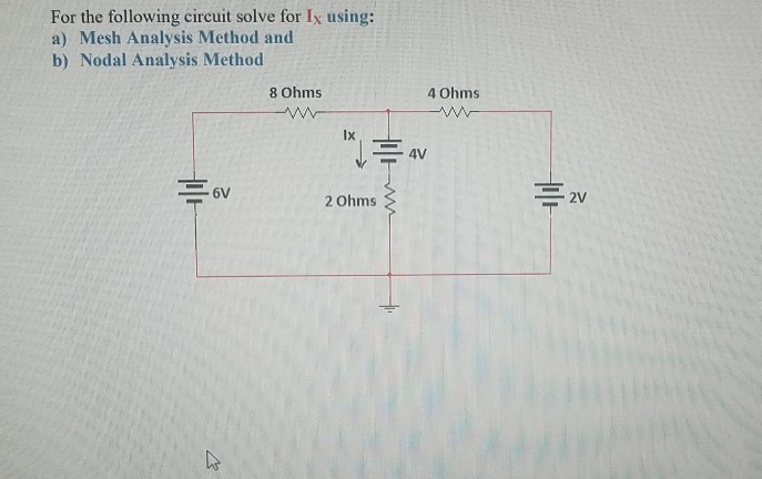 Solved For the following circuit solve for Ix using: a) Mesh | Chegg.com