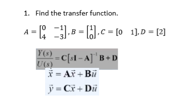 Solved 1. Find the transfer function. | Chegg.com
