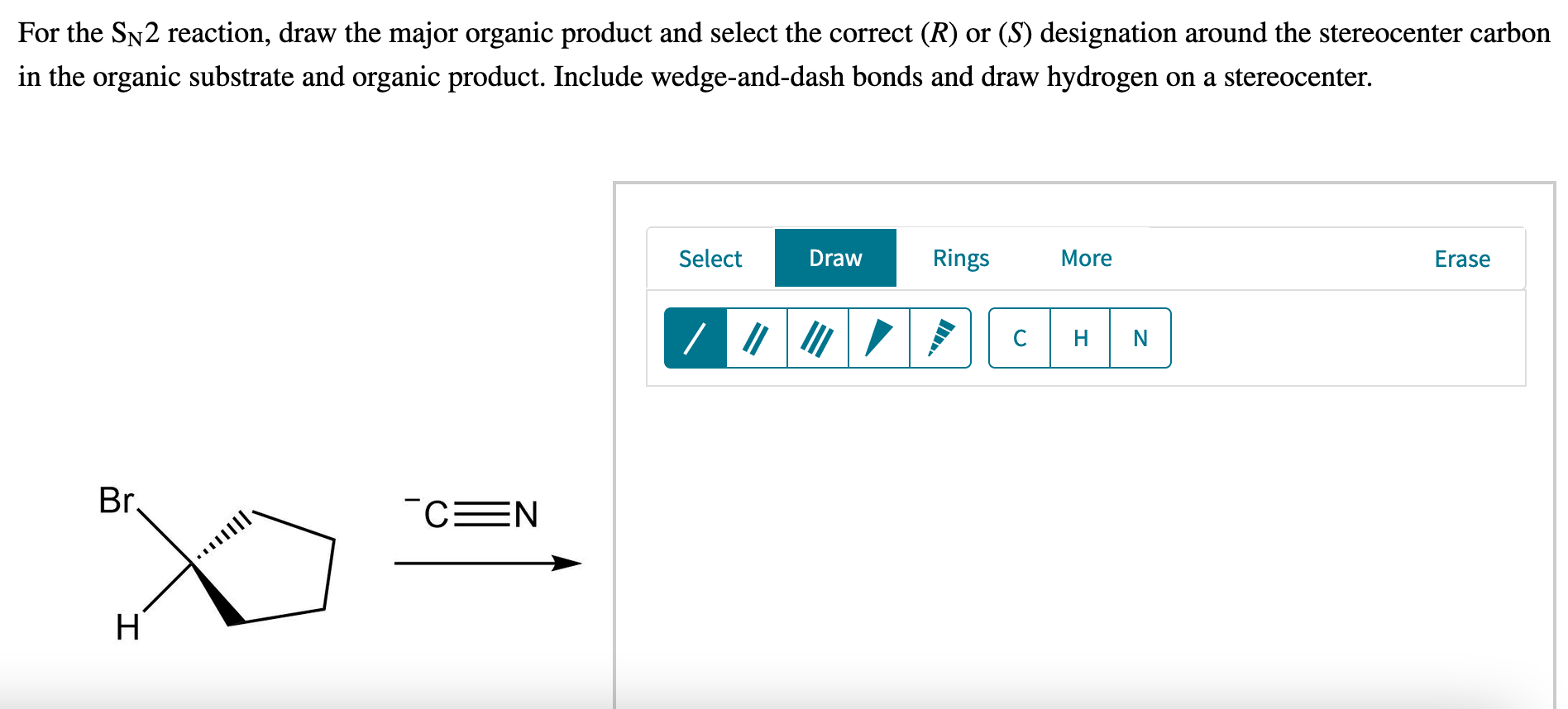 Solved For the Sn2 reaction, draw the major organic product