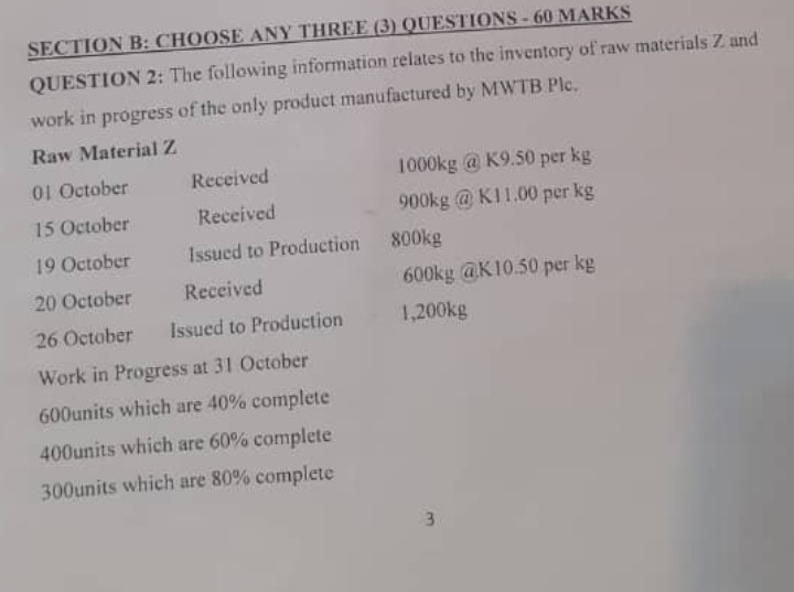 Solved SECTION B: CHOOSE ANY THREE (3) QUESTIONS - 60 MARKS | Chegg.com