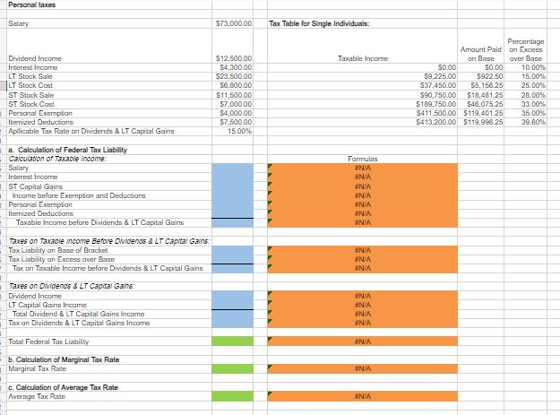 Solved Excel Online Structured Activity: Personal taxesMary | Chegg.com