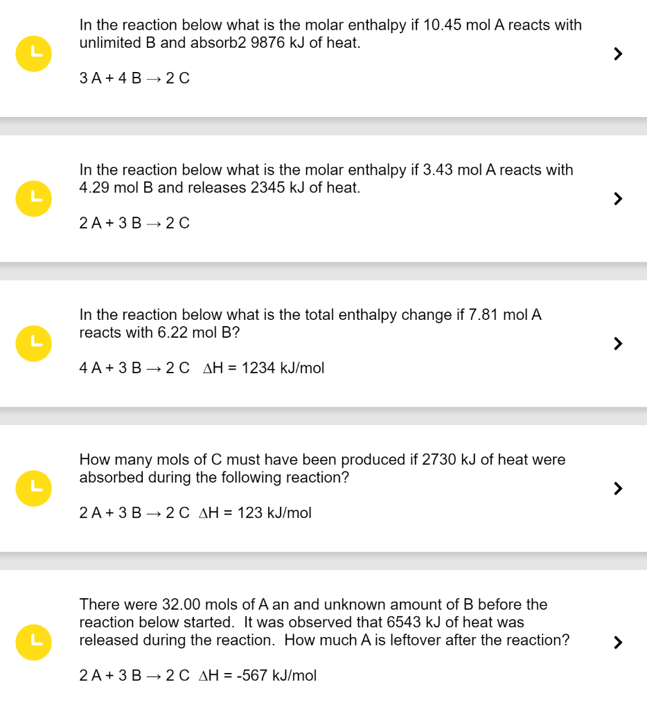 Solved In The Reaction Below What Is The Molar Enthalpy If | Chegg.com