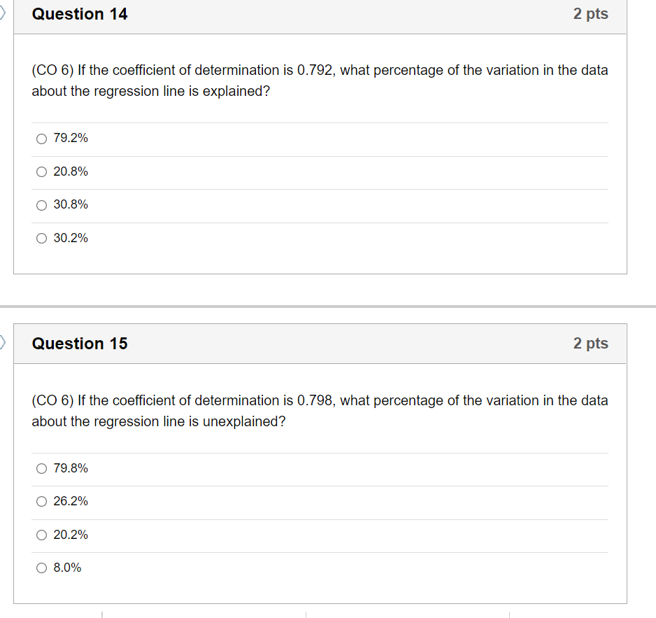 Solved Question 14 2 pts (CO 6) If the coefficient of | Chegg.com