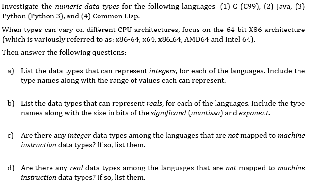 Investigate the numeric data types for the following | Chegg.com