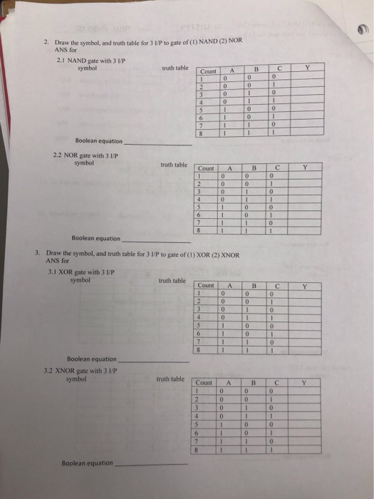 Solved 2. Draw the symbol, and truth table for 3 U/P to gate | Chegg.com
