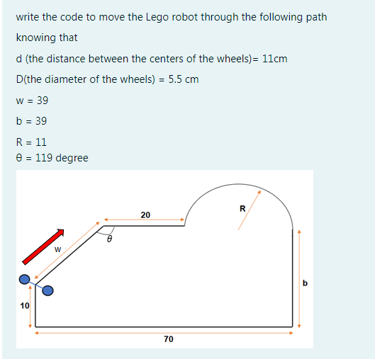 Solved write the code to move the Lego robot through the | Chegg.com
