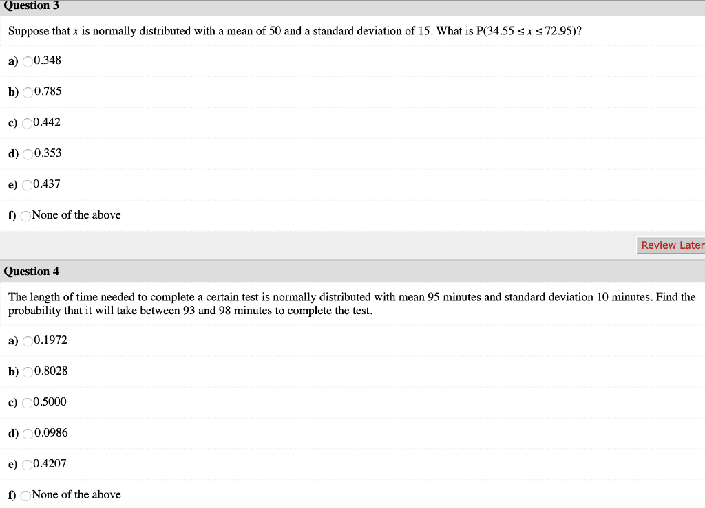 Solved Question 3 Suppose that x is normally distributed | Chegg.com