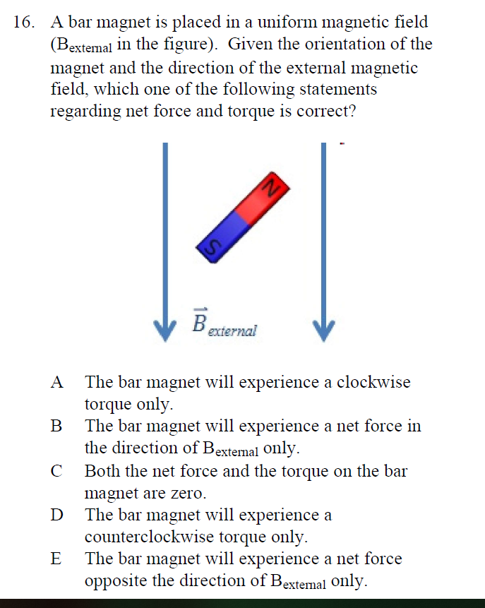 Solved A bar is placed in a uniform field