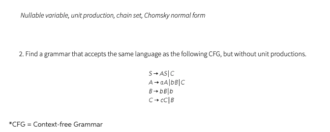 Solved Nullable Variable Unit Production Chain Set 