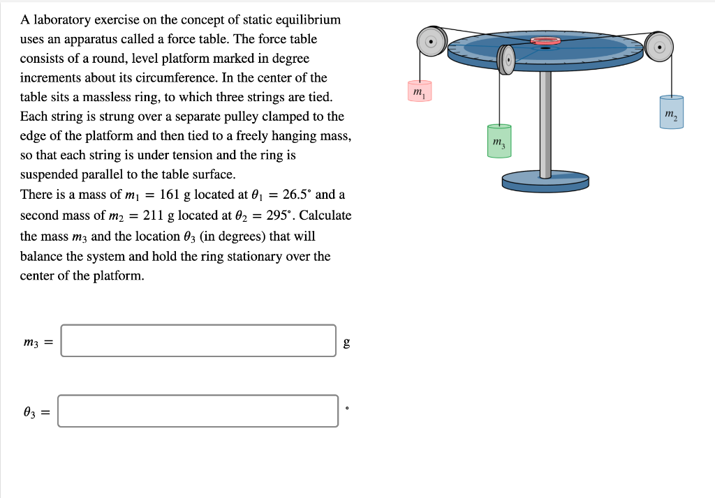 Solved m m, m A laboratory exercise on the concept of static | Chegg.com