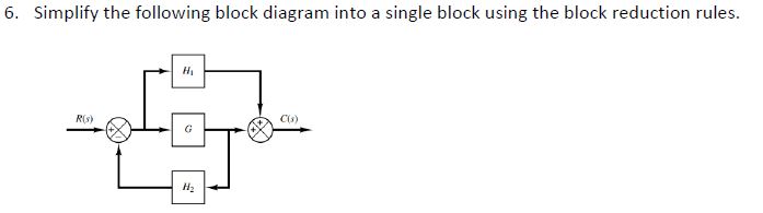 Solved 6. Simplify the following block diagram into a single | Chegg.com