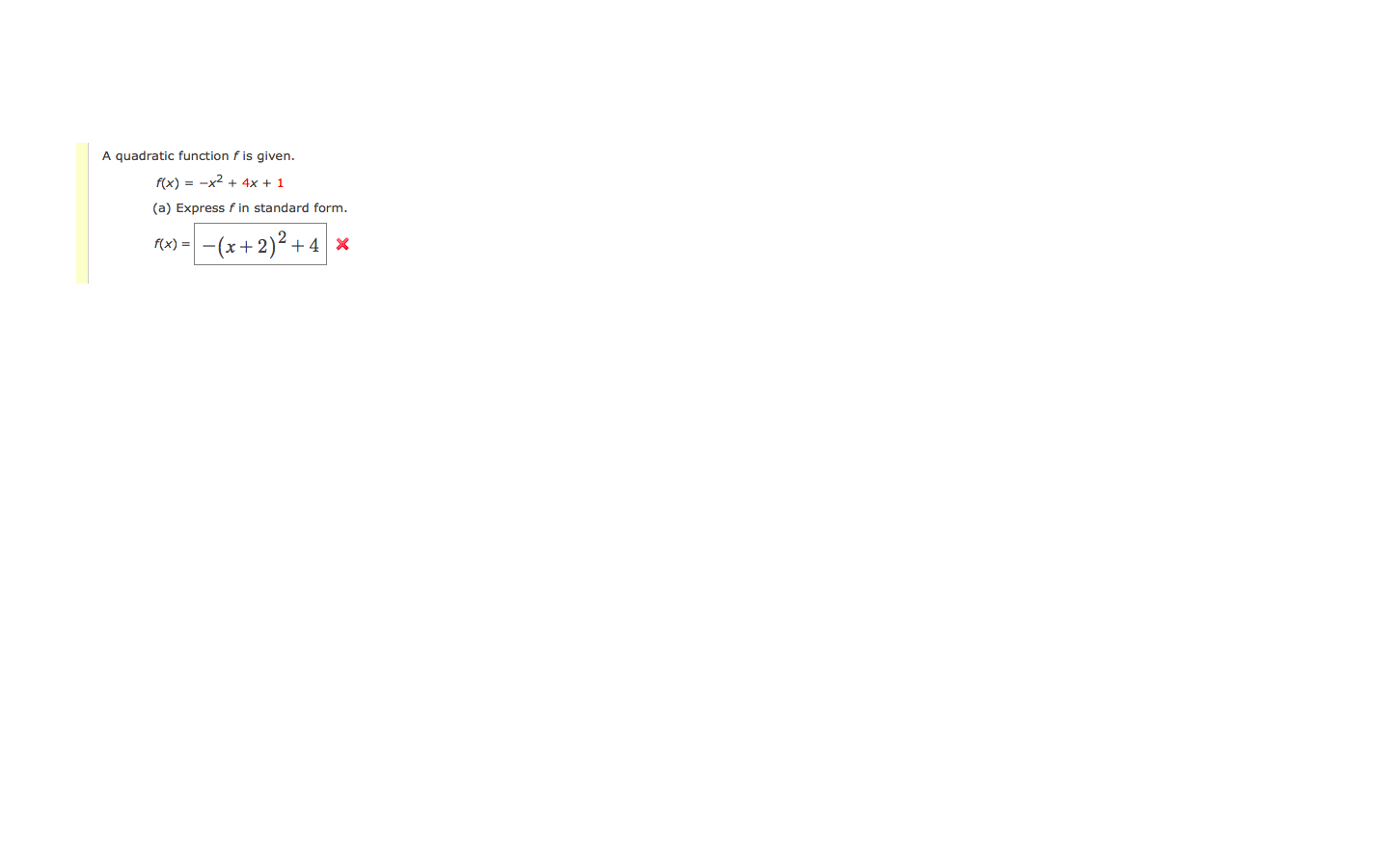 Solved A Quadratic Function F Is Given Fx X2 2x 7 9531