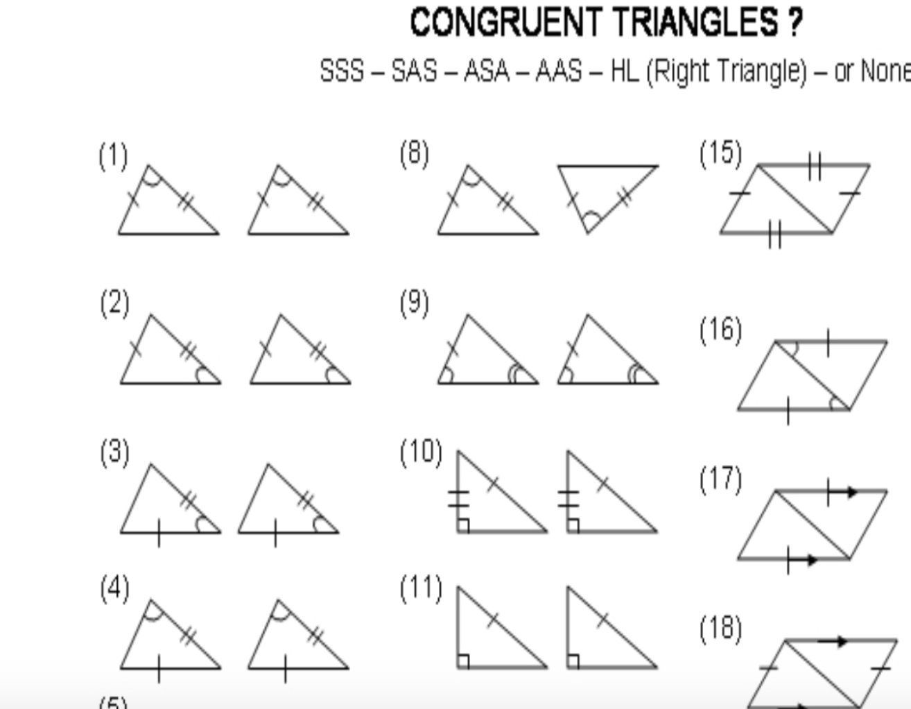Triangle Congruence Sss Sas Asa Aas Worksheet Answers