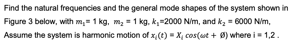 Solved Find the natural frequencies and the general mode | Chegg.com