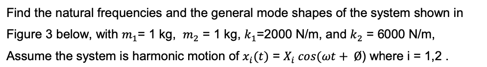 Solved Find The Natural Frequencies And The General Mode | Chegg.com