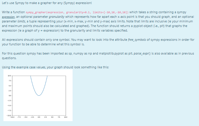Let's use Sympy to make a grapher for any (Sympy) | Chegg.com