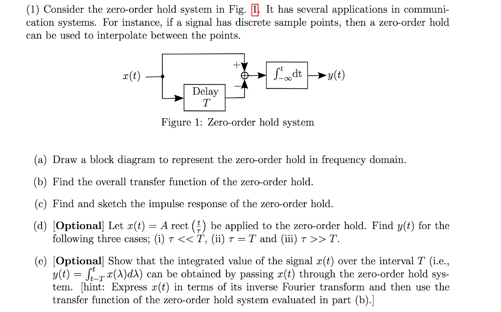 Solved (1) Consider the zeroorder hold system in Fig. 1. It