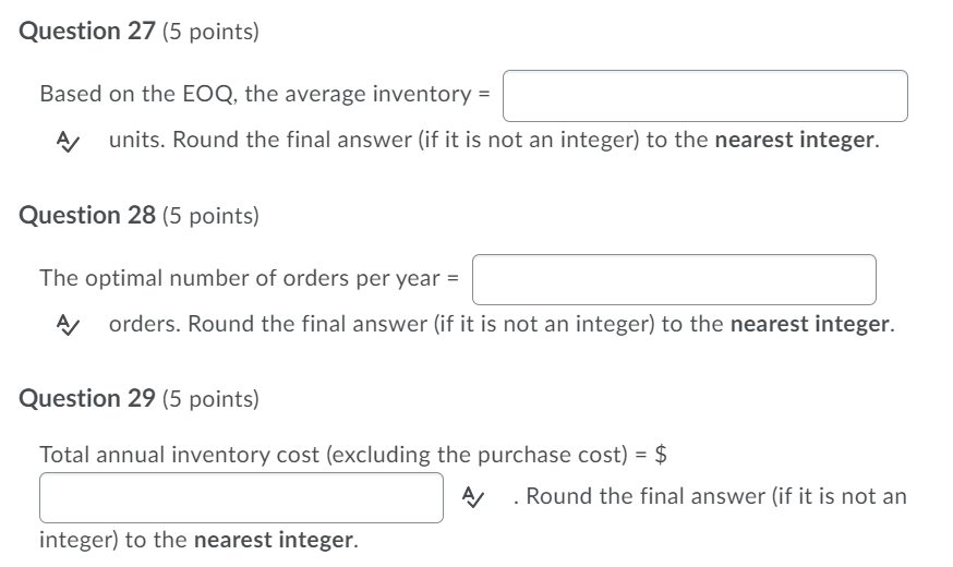 Solved Part 2: Problem-solving Questions [Chapter 12] EOQ | Chegg.com