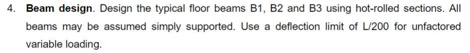 Solved 4. Beam design. Design the typical floor beams B1, B2 | Chegg.com