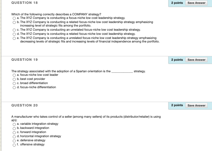 QUESTION 18 2 points Save Answer Which of the | Chegg.com