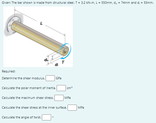 Solved Given: The Bar Shown Is Made From Structural Steel. T | Chegg.com