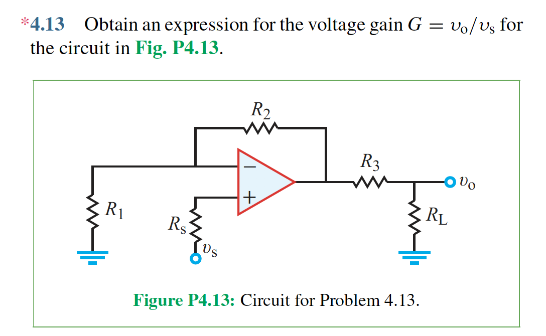 Solved *4.13 Obtain an expression for the voltage gain G = | Chegg.com