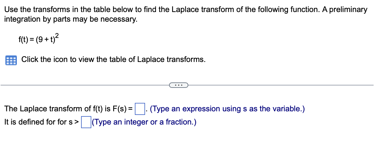 Solved Use the transforms in the table below to find the | Chegg.com