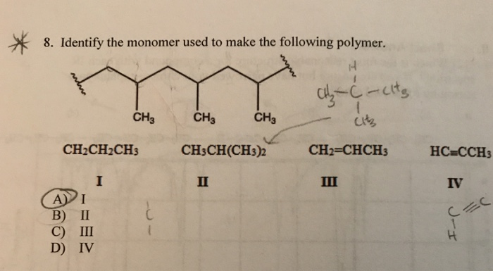 Solved 8 Identify The Monomer Used To Make The Following