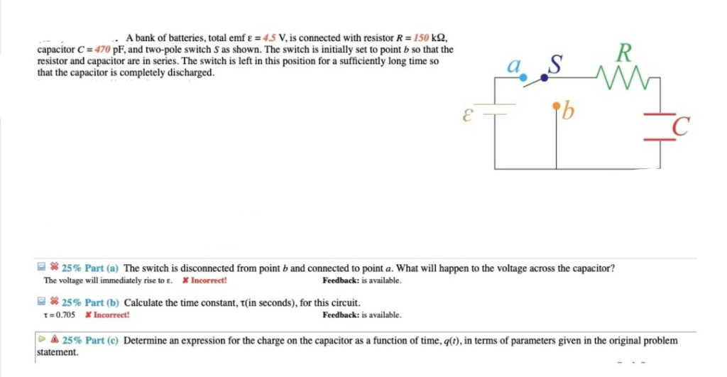 Solved A bank of batteries, total emf ε = 4.5 V, is