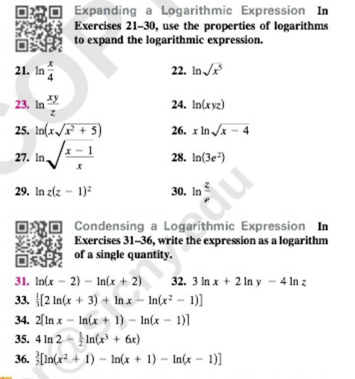 Dao Expanding A Logarithmic Expression In Exercises Chegg Com