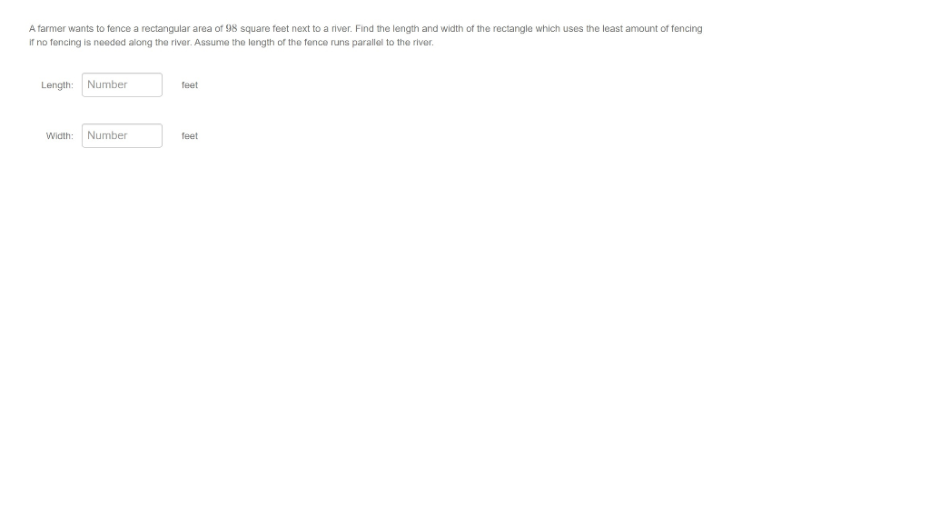 Solved A farmer wants to fence a rectangular area of 98 | Chegg.com