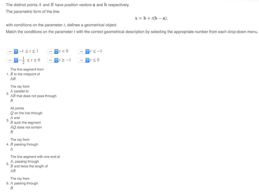 Solved The distinct points A and B have position vectors a | Chegg.com