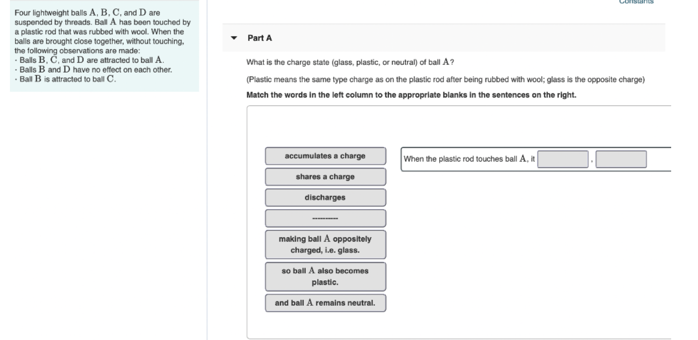 Solved Constants Part A Four Lightweight Balls A, B, C, And | Chegg.com