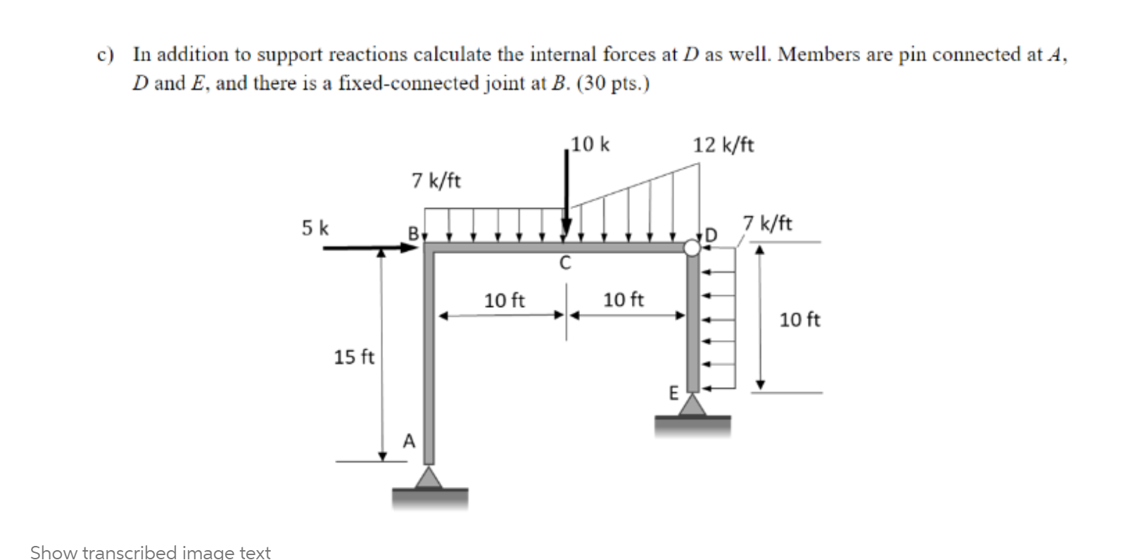 Solved c) In addition to support reactions calculate the | Chegg.com