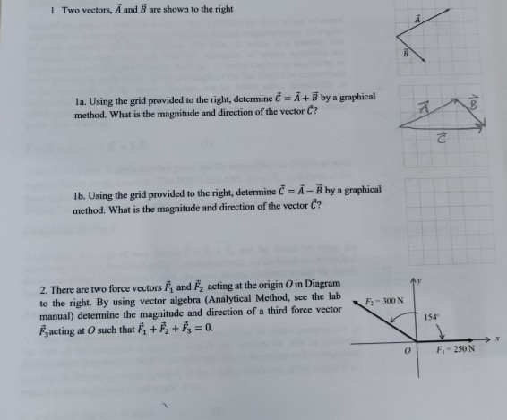 Solved 1. Two vectors, A and B are shown to the right la. | Chegg.com