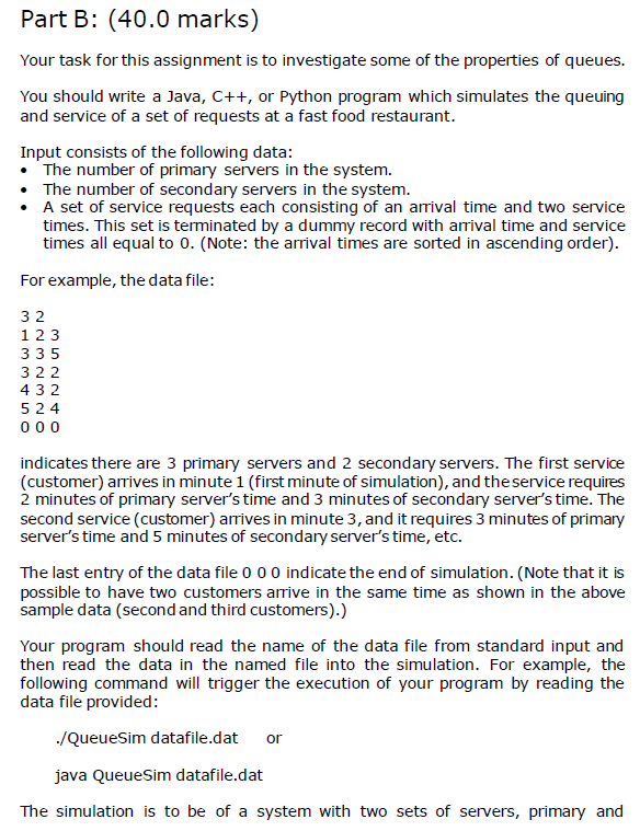 Solved Part B: (40.0 Marks) Your Task For This Assignment Is | Chegg.com