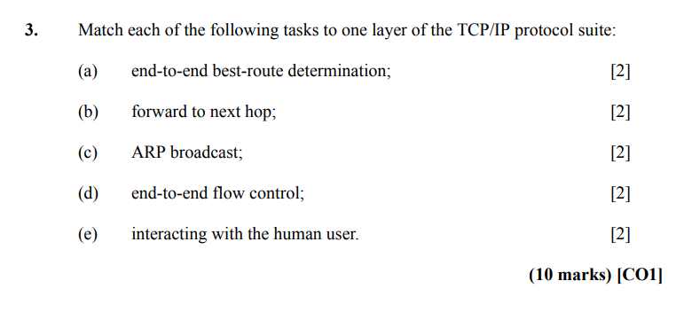 Solved 3. Match each of the following tasks to one layer of | Chegg.com