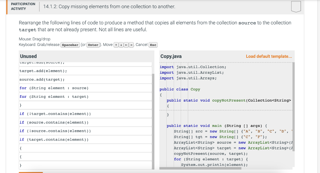 Solved Rearrange the following lines of code to produce a | Chegg.com