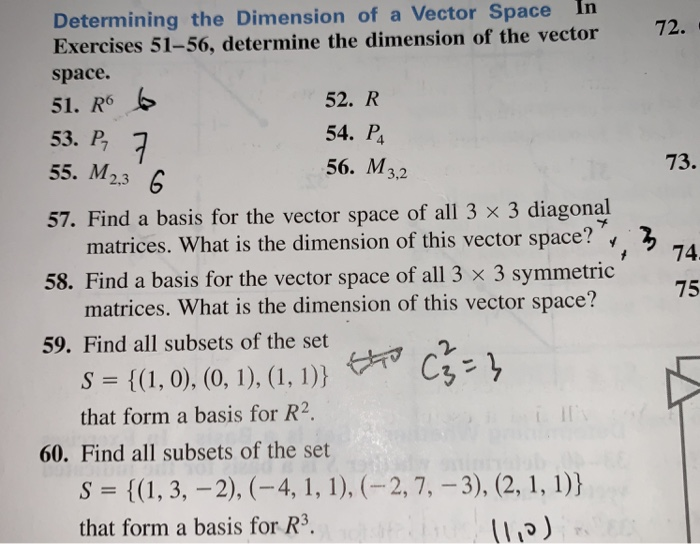 Solved Determining The Dimension Of A Vector Space In Chegg