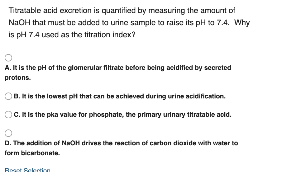 Solved Titratable acid excretion is quantified by measuring