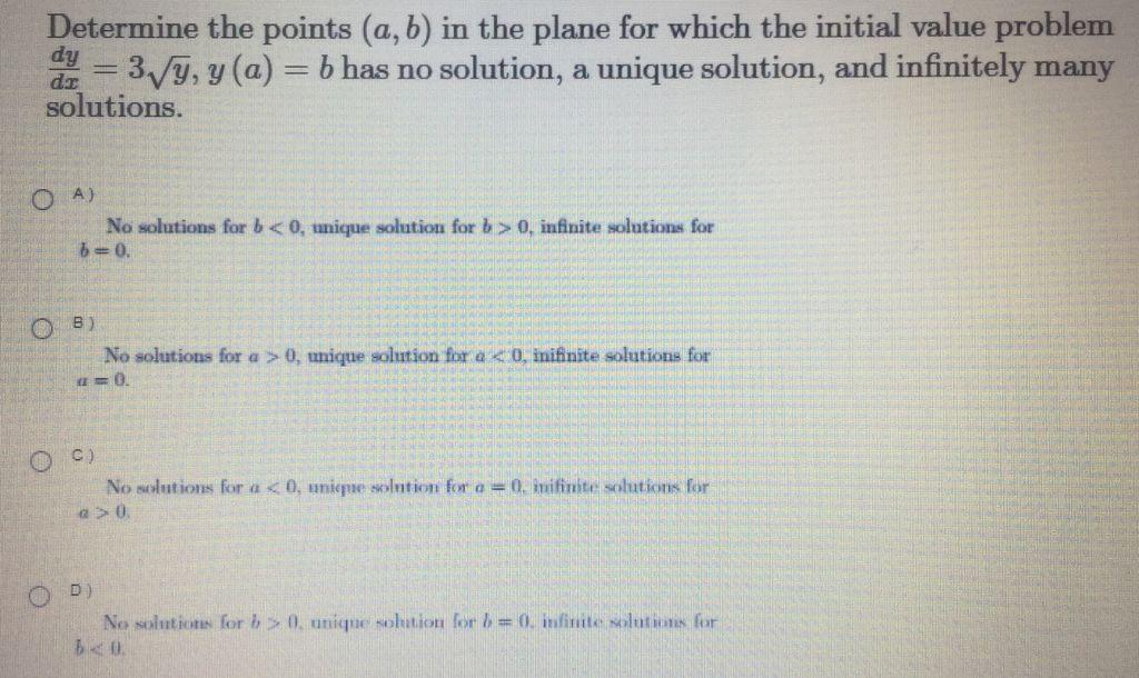 Solved Determine The Points (a, B) In The Plane For Which | Chegg.com