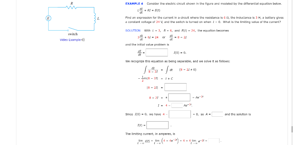 Solved EXAMPLE 4 Consider the electric circuit shown in the | Chegg.com