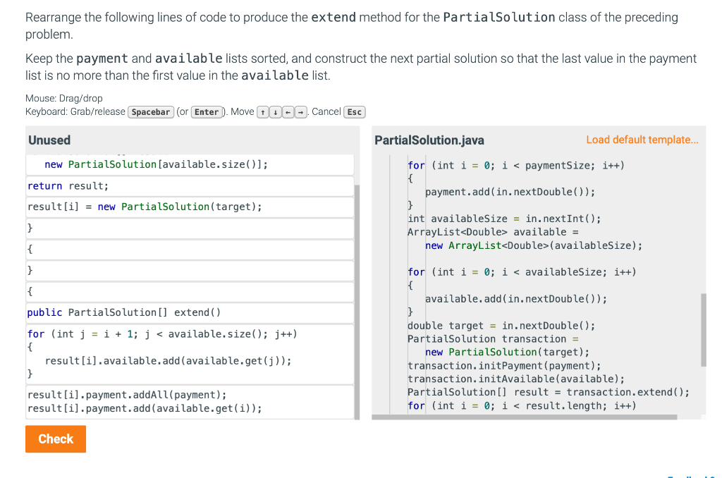 Solved Rearrange the following lines of code to produce the | Chegg.com